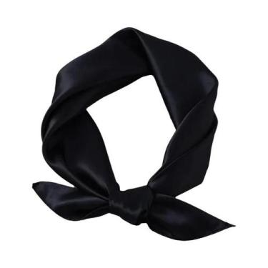 Imagem de Lenço Quadrado De Cetim Feminino 60cm, Faixa De Cabelo Macia, Lenço Pa