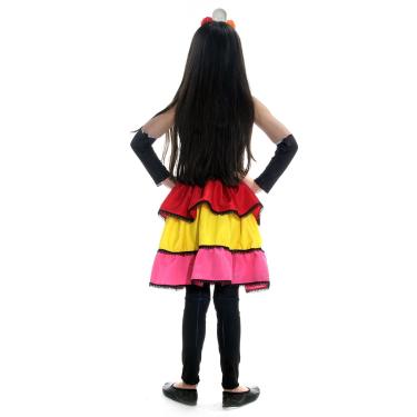 Imagem de Fantasia Caveira Mexicana Vestido Infantil com Tiara - Halloween M