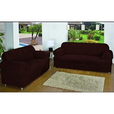 Imagem de Capa de Sofa 2 e 3 Lugares King Elasticada Malha Gel Tabaco