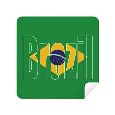Imagem de Pano de limpeza de óculos com nome da bandeira do Brasil, tecido de camurça 2 peças
