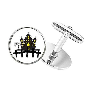 Imagem de DIYthinker Abotoaduras de Halloween Brightly Lit Castle com botão redondo