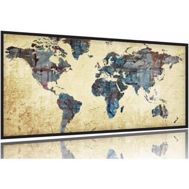 Imagem de Quadro Mapa Mundi Decorativo Vintage 130x60 Moldura Preta 2x2