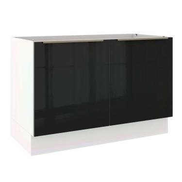 Imagem de Balcão de Pia Madesa Lux 120cm 2 Portas Branco Preto