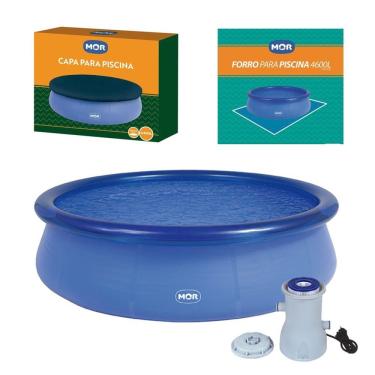 Imagem de Kit Piscina Inflável Splash Fun 4600 Litros  + Capa + Forro + Filtro - Mor
