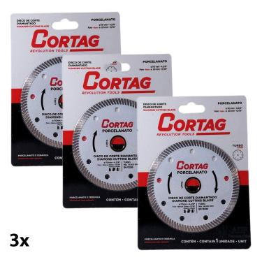 Imagem de Disco de Corte Diamantado Turbo Fino 110 MM Porcelanato Cortag 3 Unidades