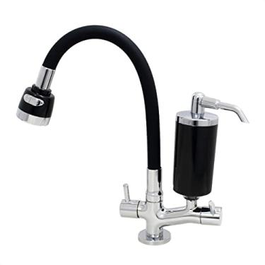 Imagem de Torneira Com Filtro Cozinha Mesa Duplo Jato Gourmet Black