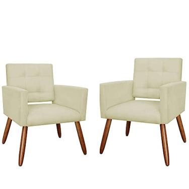 Imagem de Kit 02 Poltronas Decorativas Camila Pés Palito Suede Bege - DS Estofados