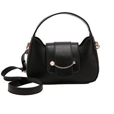 Imagem de Bolsas e Bolsas de Couro para Mulheres Alça Superior Bolsa Crossbody Tote Fashion Casual Satchel Bolsa de Ombro, Preto