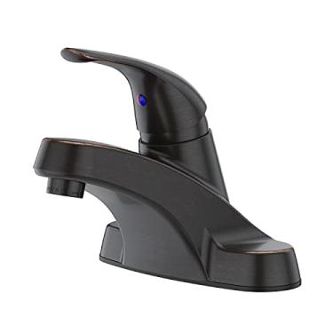 Imagem de Pfister Torneira de banheiro com controle único de 10 cm LG142800Y Pfirst Series em bronze toscano, modelo eficiente em água