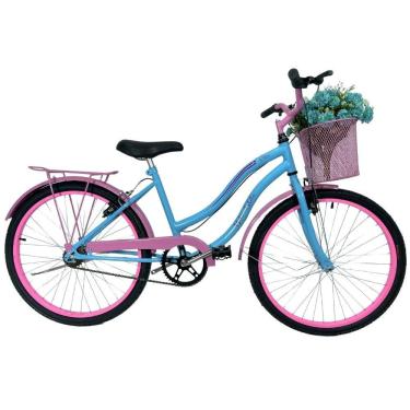 Imagem de Bicicleta Cissa 24 Verden Infantil Retrô Feminina Azul Bebê/Rosa
