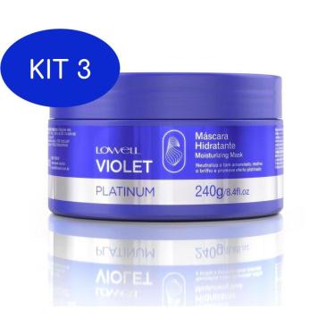 Imagem de Kit 3 Máscara Violet Platinum Efeito Platinado 240G - Lowell