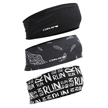 Imagem de Kit com 3 Testeira Headband Faixa de Cabeça Hupi Run, Cor: Preto