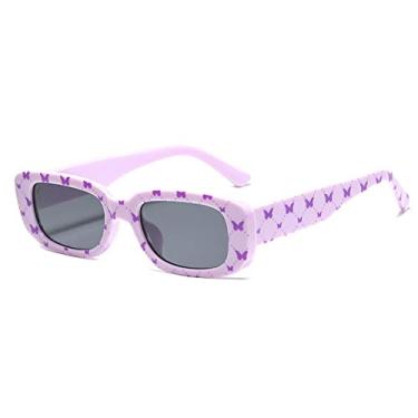 Imagem de Óculos de Sol Retangular Pequenos Femininos Impressão Vintage Designer Quadrado Óculos de Sol Para Homens Óculos Femininos Óculos UV400 Oculus, roxo, A