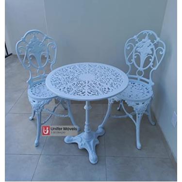 Imagem de Conjunto de Mesa Para Jardim Chinês com Mesa de Pé Central e 2 Cadeiras em Alumínio Fundido Unifer Móveis