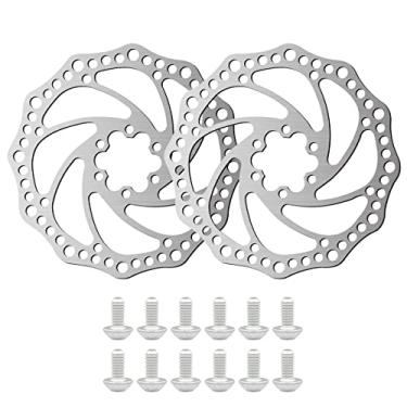 Imagem de Rotor de freio a disco de aço inoxidável 2 peças 160 mm com 6 parafusos para bicicleta rodoviária, mountain bike, mTB, BMX