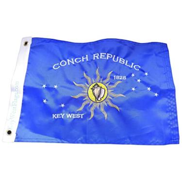 Imagem de 12x18 bordado Conch Republic Independence Secesssion Barco/RV/Bandeira de bicicleta de Key West Florida de um lado com Coozie Free Conch Republic