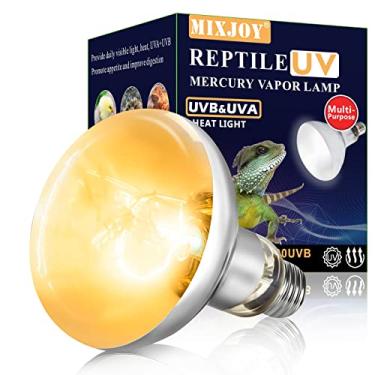 Imagem de MIXJOY Lâmpada térmica de 100 W, luz solar UVA UVB de espectro completo para répteis e anfíbios