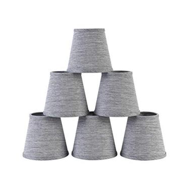 Imagem de TOUERZAO Conjunto de 6 lâmpadas de candelabro pequeno, mini tamanho: 3,54" x 5,51" x A5,11", tecido de algodão e linho, cor cinza
