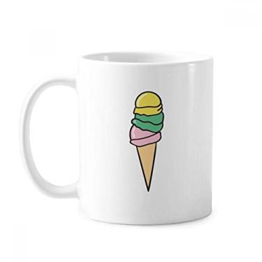 Imagem de Caneca de sorvete doce de cerâmica com cerâmica e verde amarelo e rosa