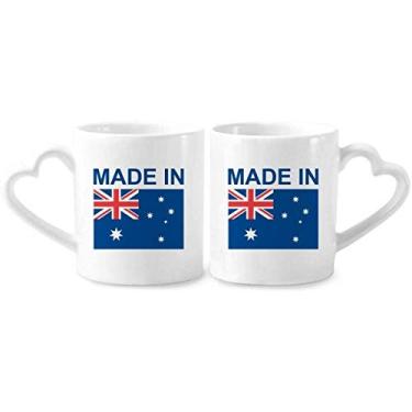 Imagem de Feito na Austrália Country Love Conjunto de canecas de porcelana de cerâmica para amantes de coração