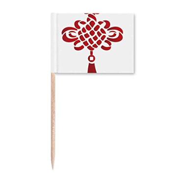 Imagem de China Knot Red Safety Pattern Toothpick Flags Marker Topper Decoração de Festa