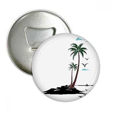 Imagem de Abridor de garrafas de praia de coqueiro nuvem gaivotas ímã de geladeira emblema multifuncional