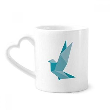 Imagem de Caneca com estampa de pombo de granada abstrata origami café cerâmica copo de coração de vidro