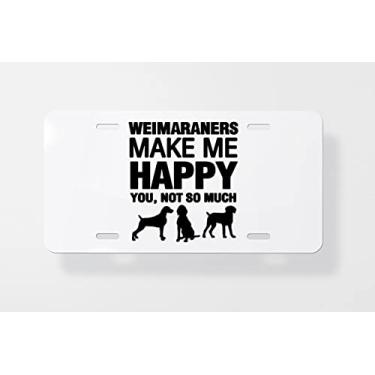 Imagem de Capa para placa de carro Weimaraners Make Me Happy – Capa para placa de carro – Capa para moldura da placa de carro 15 x 30 cm