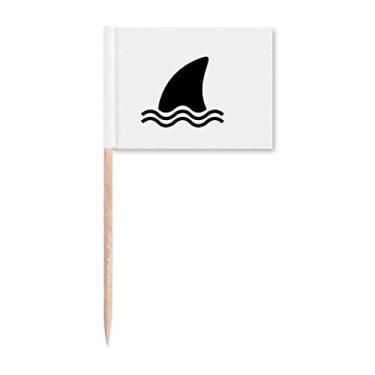 Imagem de Tubarão Dorsal Fin Terror Art Déco Presente Moda Palito Bandeiras Marcador Topper Decoração de Festa
