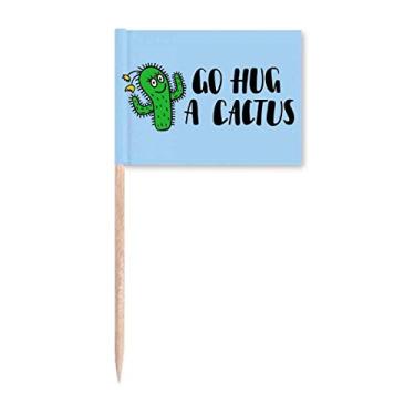 Imagem de Go Hug A Cactus Art Deco Presente Fashion Palito Bandeira Marcador Decoração de Festa