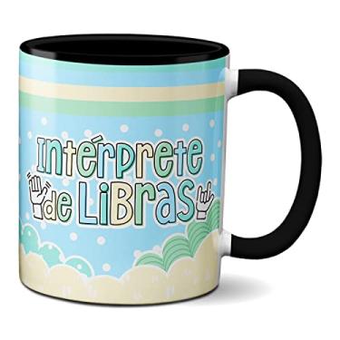 Imagem de Caneca Linguagem De Sinais Presente Intérprete De Libras (Preta)