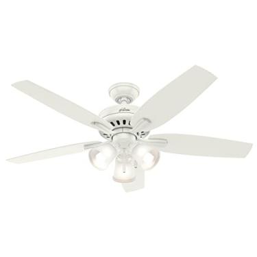 Imagem de Hunter Newsome Ventilador de teto interno com luzes LED e controle de corrente de puxar, 132 cm, branco fresco