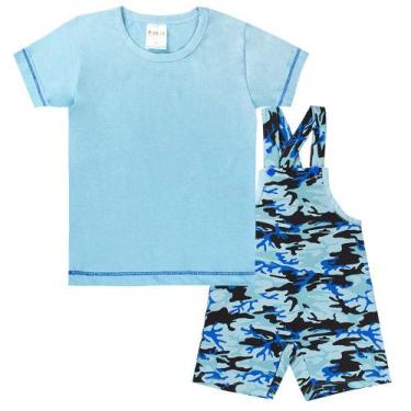 Imagem de Conjunto Infantil Jardineira E Camiseta Para Menino Azul - Fantoni