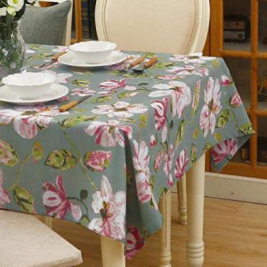 Imagem de toalha de mesa com padrão oblongo anti-creasetable tecido com impressão de design para chá de panela de aniversário flor de borda de bebê 100 × 160cm