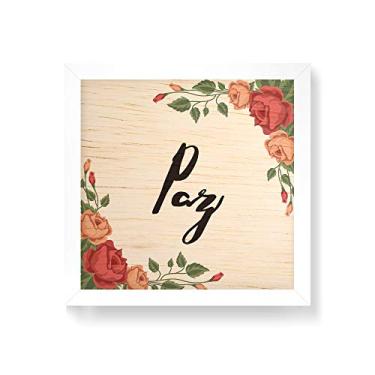 Imagem de Arte Maníacos Quadro decorativo com moldura caixa branca em Madeira - Paz Flores - 30x30cm
