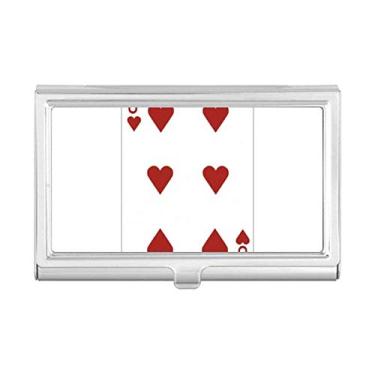 Imagem de Caixa de bolso com estampa de cartas de baralho de coração 6 cartões de visita