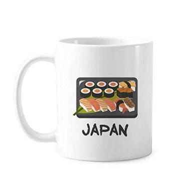 Imagem de Caneca clássica de caixa de sushi japonesa de cerâmica branca presente com alças 350 ml