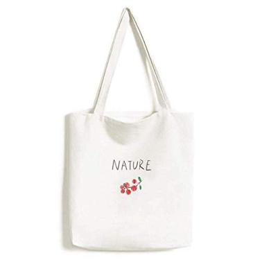 Imagem de Sacola de lona com pintura de planta de frutas vermelhas bolsa de compras casual bolsa de mão