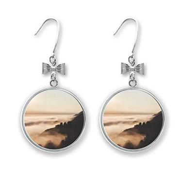 Imagem de Sunrise Sunset Mountain Fog Paisagem Sky Bow Brincos Drop Stud Piercing Gancho