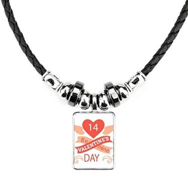 Imagem de DIYthinker Colar vermelho Dia dos Namorados Be Mine joia Torque pingente de corda de couro