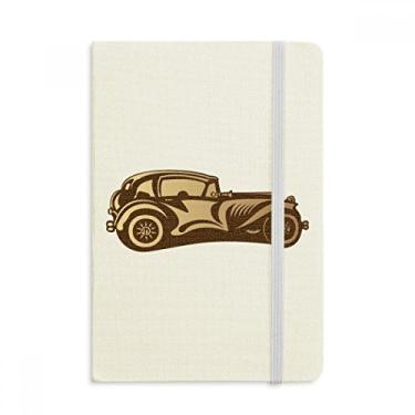Imagem de Caderno clássico marrom com desenho de carros, capa dura em tecido oficial