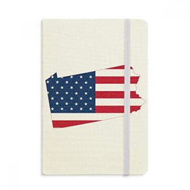 Imagem de Pensilvânia Mapa América Estrelas Listras Bandeira Caderno Tecido Capa Rígida Diário Clássico A5