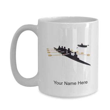 Imagem de Caneca de barco de remo personalizada, copo de café de barco de remo, ideia de presente de barco de remo, copo de café de barco de remo personalizada - caneca de café de 445 ml