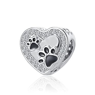 Imagem de DWJSu Estampa de pata animal cão de estimação encantos você esquerda pata impressa no meu coração para charme para colar pulseira feminina Gilrs, Cobre, Cobre