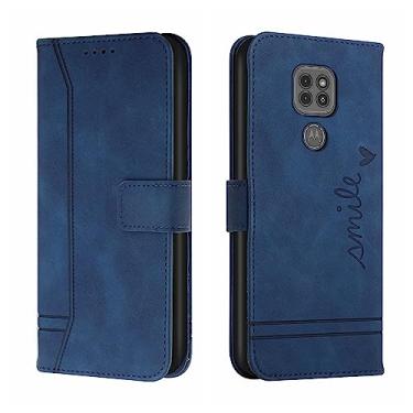 Imagem de Capa Carteira Compatível com capa carteira para Motorola Moto G9 Play, capa protetora em TPU à prova de choque, capa de telefone em couro PU, capa magnética folio em couro, porta-cartões (Color : Blu