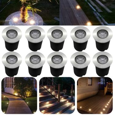 Imagem de Kit 10 Luminárias Balizadores Spot Led SMD Em PVC De 1W Luz Branco Quente De Embutir Em...