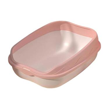 Imagem de Generic Caixa de areia para gatos, vaso sanitário para gatos, resistente a manchas, anti-respingos, semi-fechado, resistente, protetor de dispersão, comadre, rosa branco