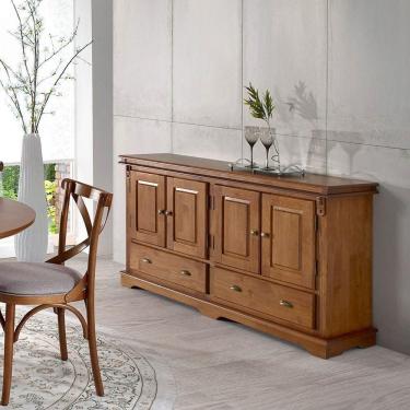 Imagem de Buffet Balcão De Madeira Com 4 Portas, 2 Gavetas E 2 Prateleiras Internas - M52042 - Verniz