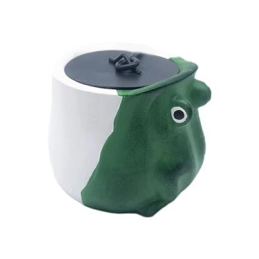 Imagem de ＫＬＫＣＭＳ Poço de fogo portátil pequeno, leve, sapo bonito poço de fogo de mesa de concreto, decoração de casa mini lareira de mesa para interior, branco