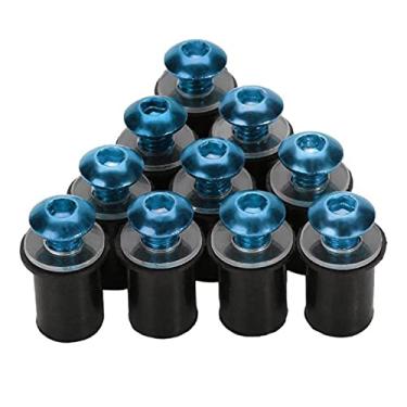 Imagem de Porca de roda 10 peças 5 mm/0,20 polegadas motocicleta moto moto pára-brisas kit de parafusos de para-brisa acessórios peças para novas tampas de porca de roda (cor: azul)